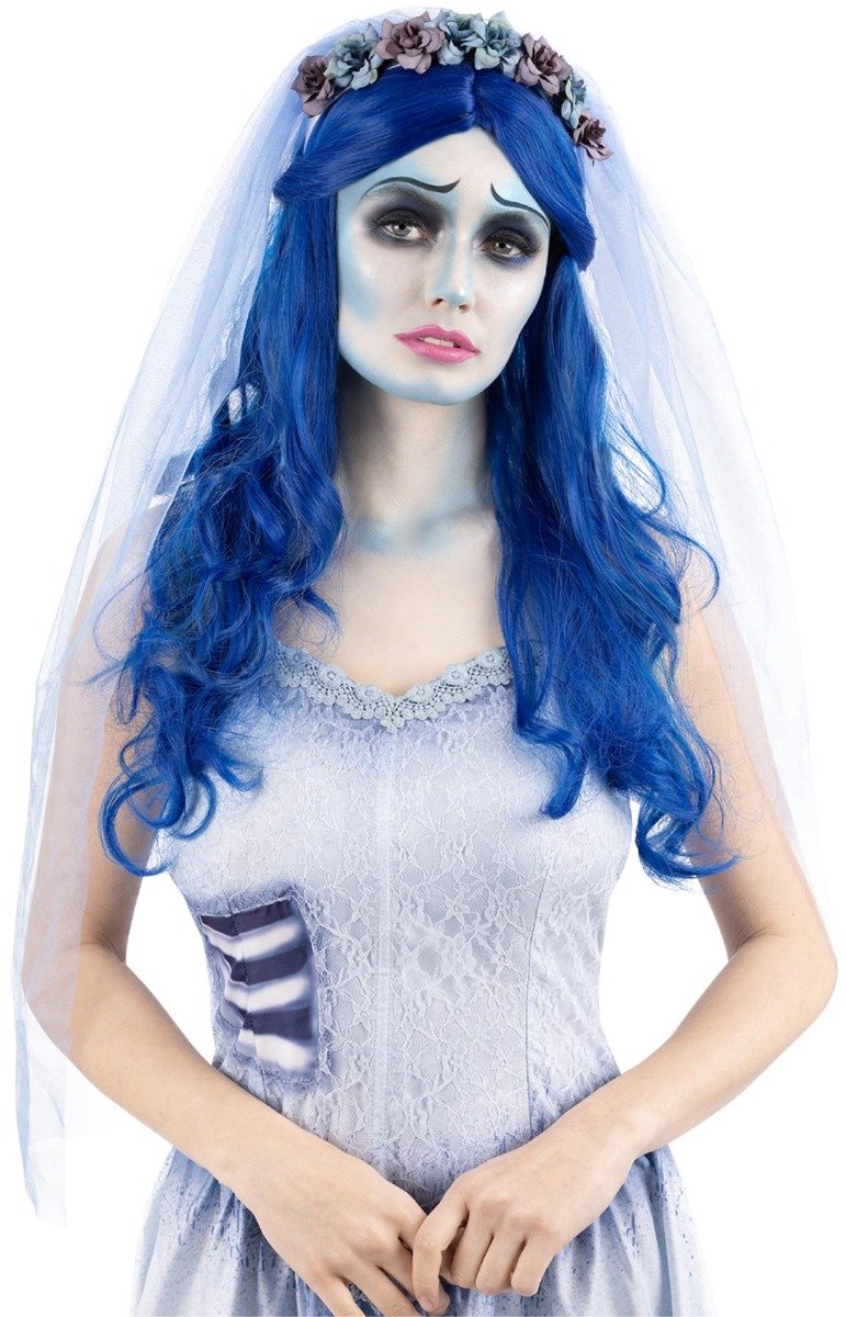 Smiffys - corpse bride emily pruik - blauw