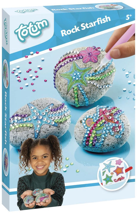 Totum knutselset stenen versieren met zeester incl. 350+ strass steentjes - rock starfish cadeautip creatief speelgoed meisjes en jongens vanaf 5 jaar knutselen