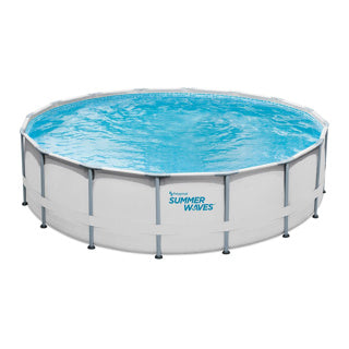 Summer waves frame zwembad rond - ⌀488 x 122 cm - inclusief filterpomp - zwembadpomp - filterpatroon - afdekzeil - grondzeil - ladder - onderhoudsset - zwembaden