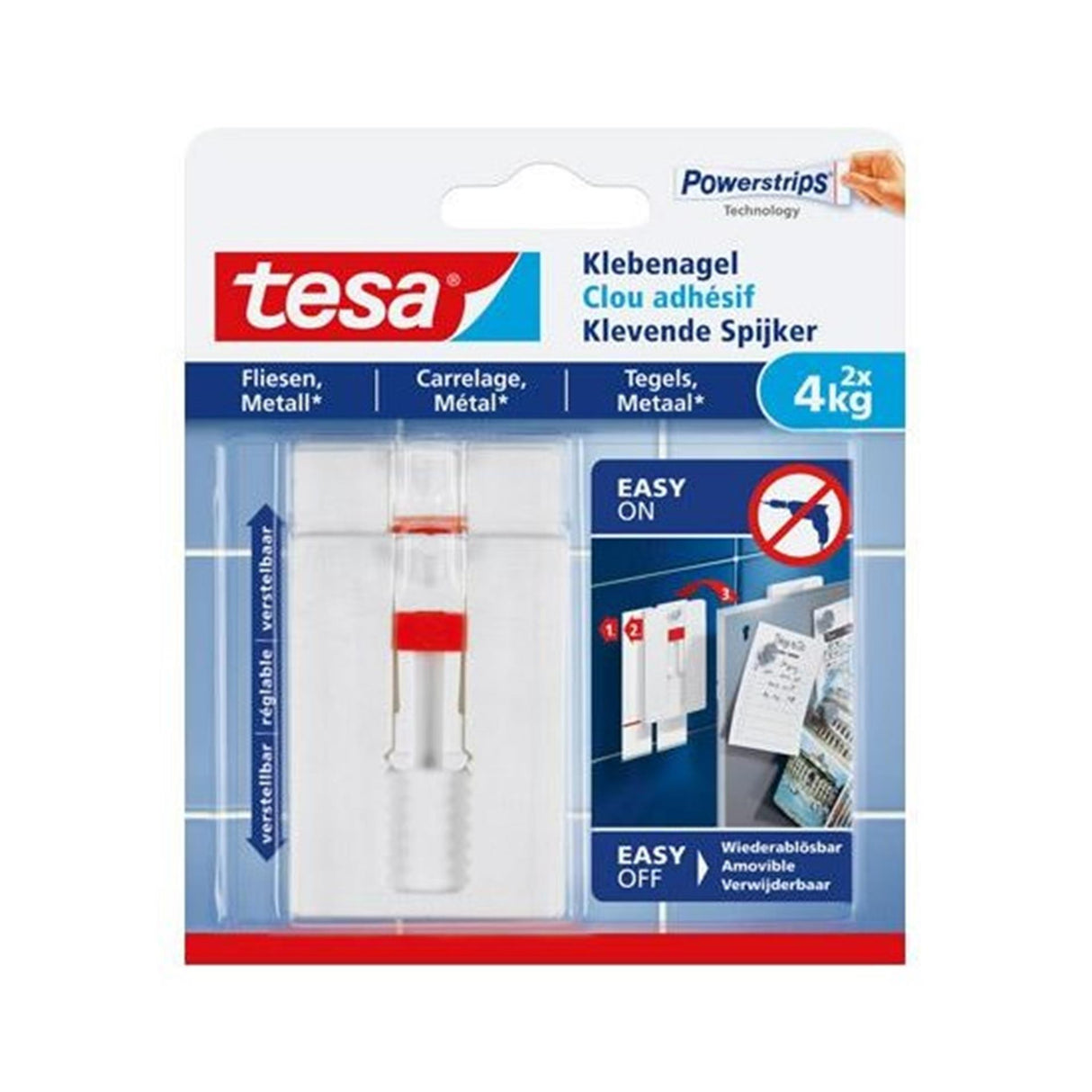 Tesa verstelbare klevende spijker 2x4kg