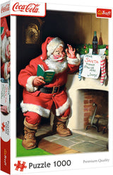 Trefl puzzel 1000 stukjes - coca-cola kerstman bij open haard - kerstpuzzel.