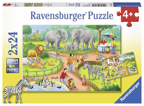 Ravensburger puzzel een dag in de dierentuin - 2x24 stukjes - kinderpuzzel