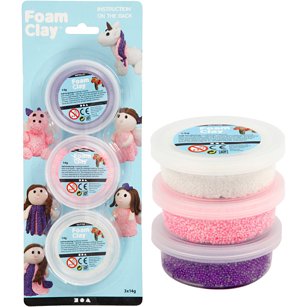 Creativ company https: www.cchobby.nl foam-clayr-glitter-metallic-roze-paars-wit-3x14-gr-1-doos