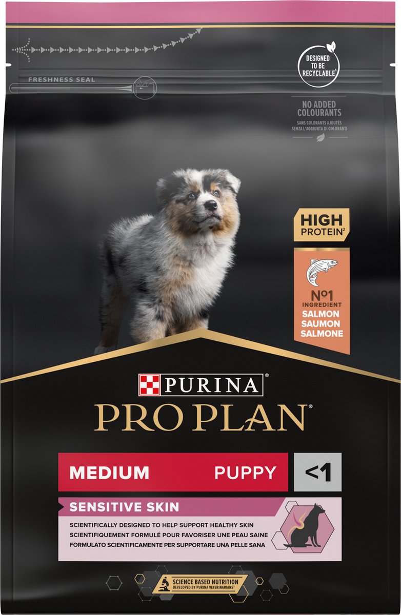 Pro plan puppy medium sensitive skin - honden droogvoer - zalm - 3 kg