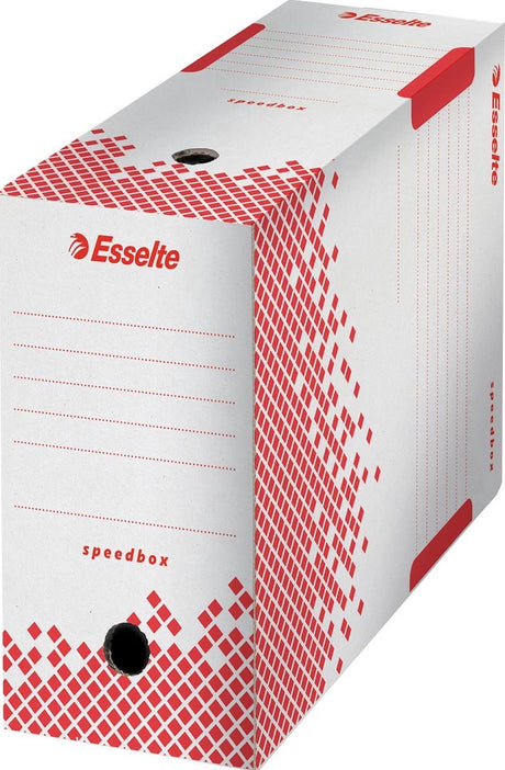 Esselte 25 x speedbox 15 duurzame archiefdoos - 15x25x35cm - a4 - 100% recyclebaar - rood wit