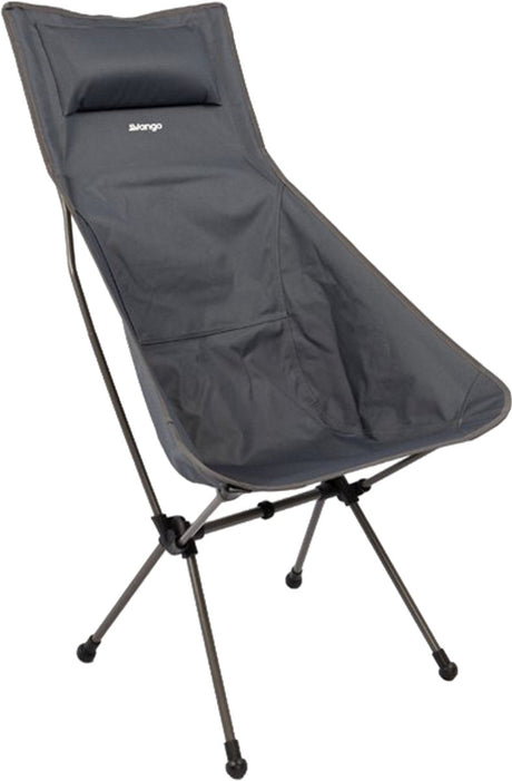 Vango micro tall chair – campingstoel – stalen frame – endure polyester – hoge rugleuning met hoofdsteun – compact opvouwbaar – gewicht 1,8 kg – max. draaggewicht 120 kg – inclusief draagtas
