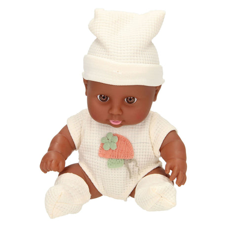 Lobbes babypopje met wafelpakje en muts