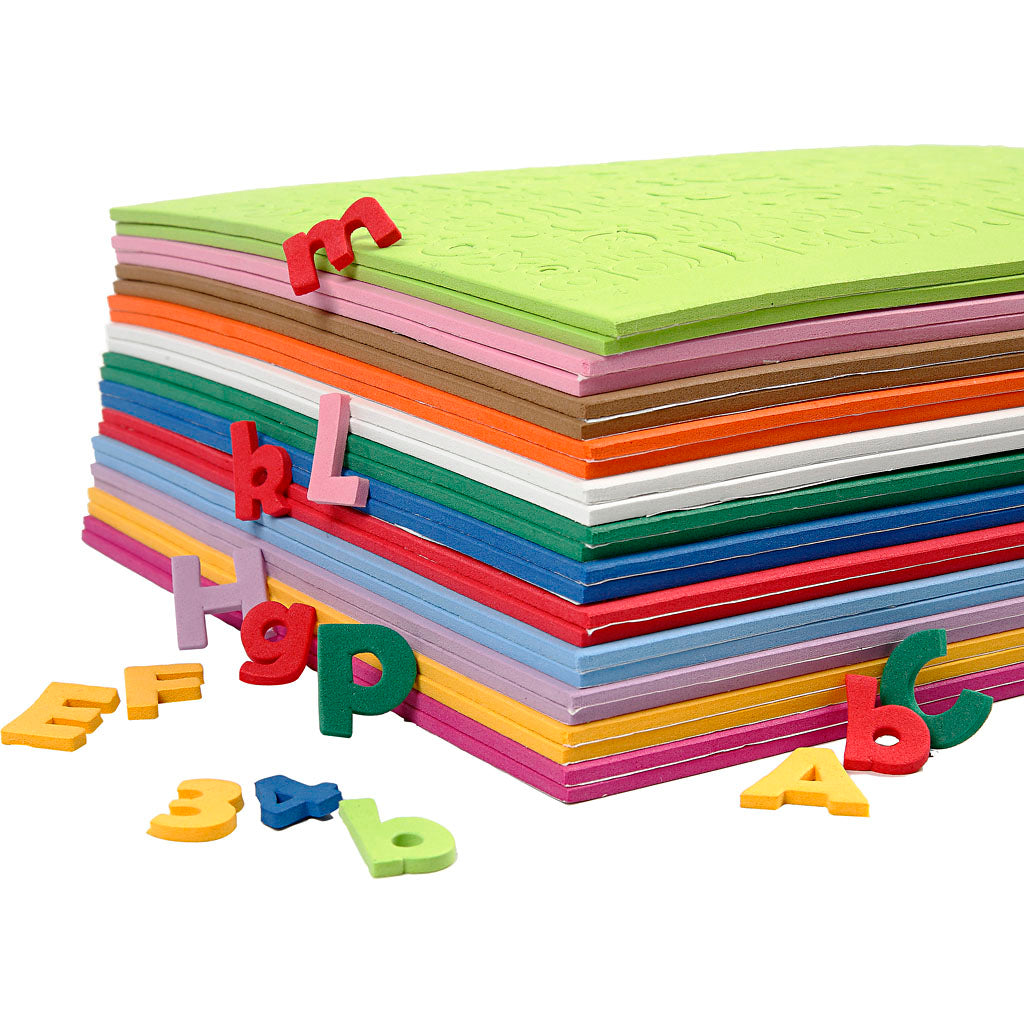 Creativ company https: www.cchobby.nl eva-foam-cijfers-letters-h-20-mm-dikte-3-mm-diverse-kleuren-24-div-vellen-1-doos