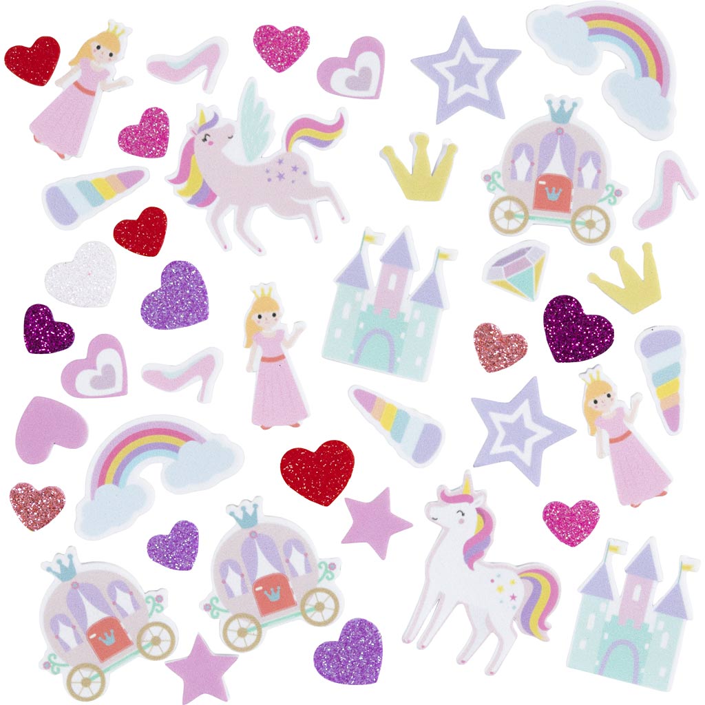 Creativ company https: www.cchobby.nl foam-stickers-hart-prinses-eenhoorn-zelfklevend-afm-13-50-mm-paars-roze-harmonie-150-stuk-1-doos