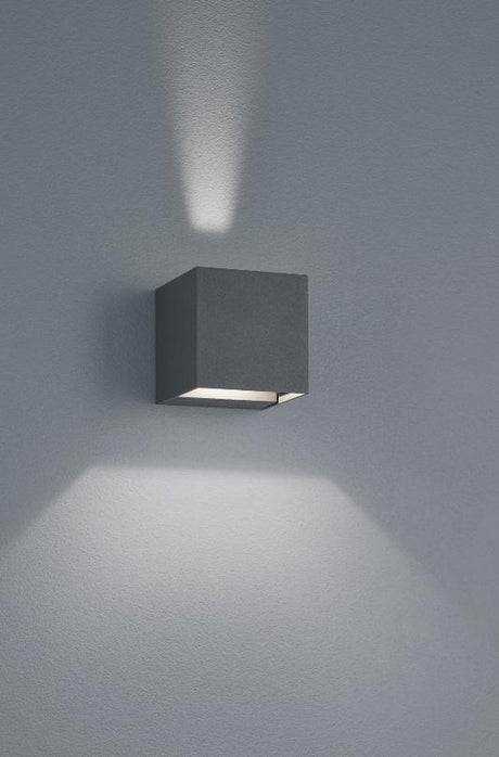 Trio adaja - wandlamp - antraciet - incl. 2x smd 3 w - afstandsbediening - geintegreerde dimmer - traploos instelbare lichtkleur - rgbw-kleurenwisselaar - geheugenfunctie - wiz - in hoogte verstelbaar - buitenverlichting - ip54
