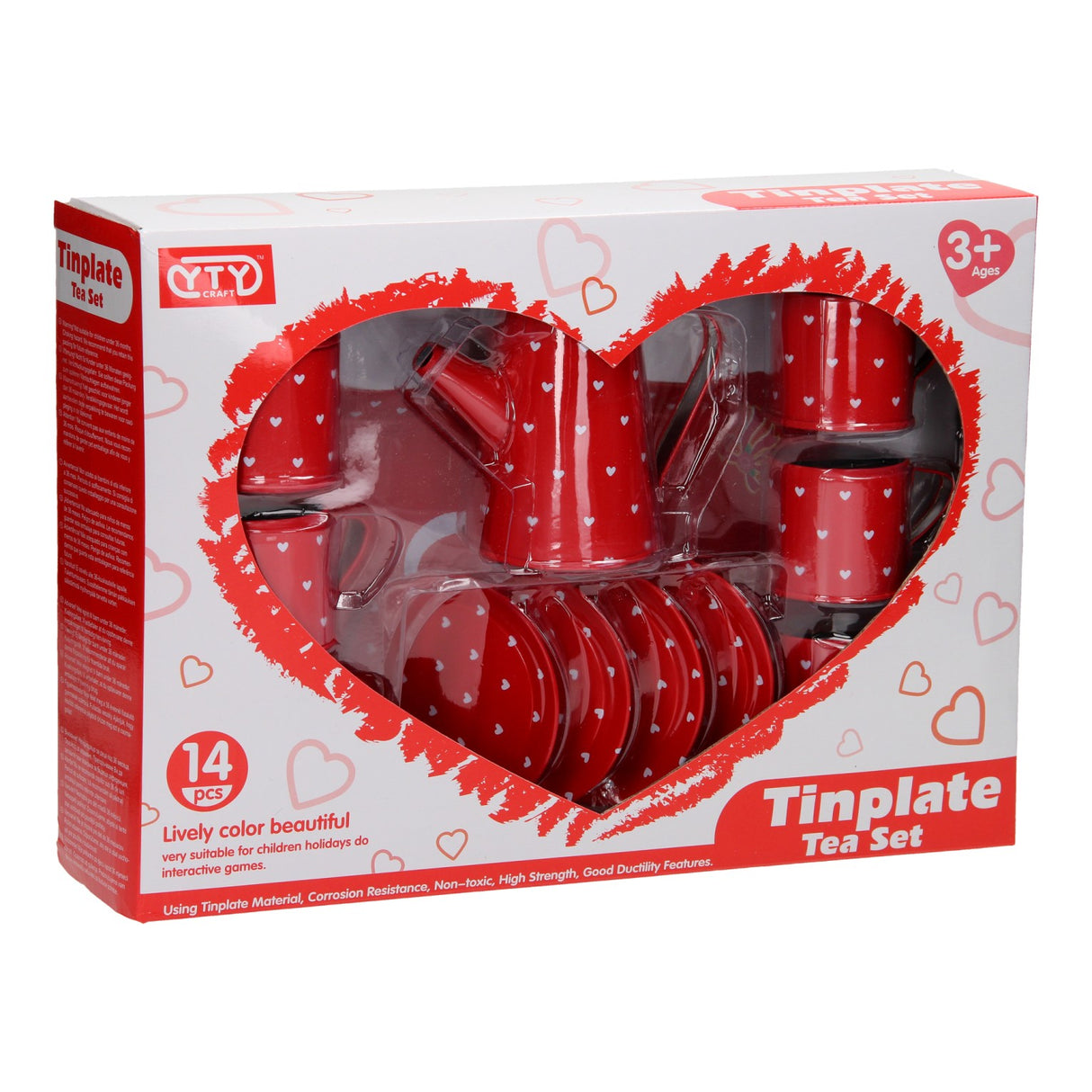 Tinnen theeservies rood