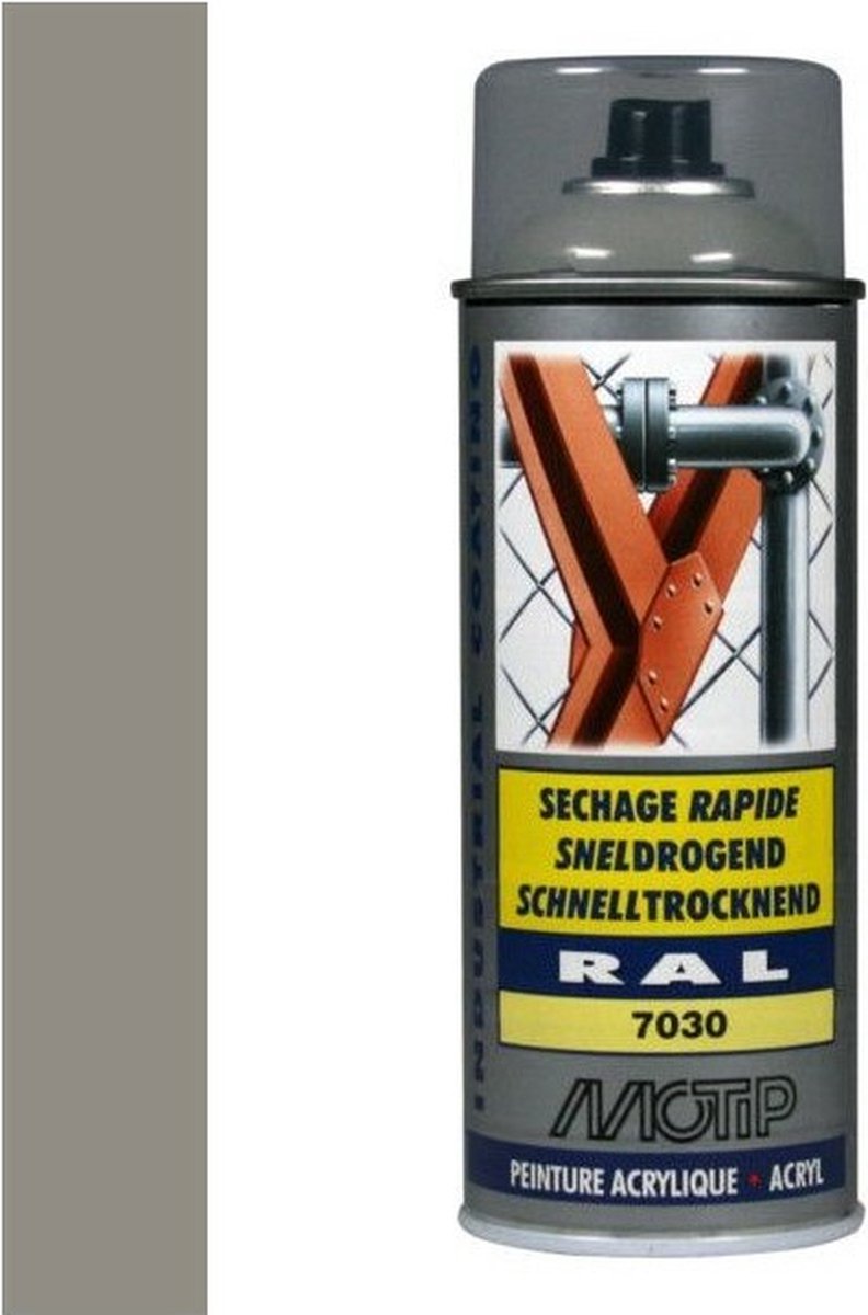 Motip industrial acryllak hoogglans ral 7030 blauwgrijs - 400 ml