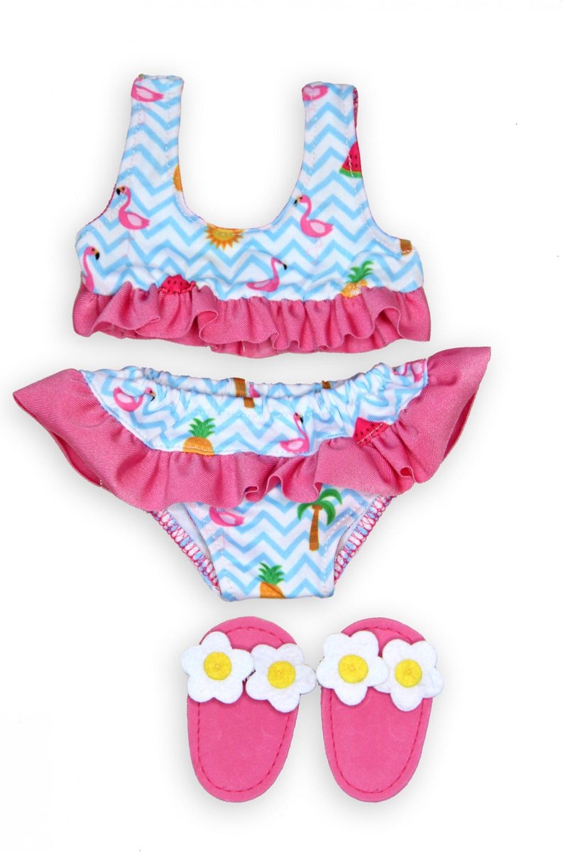 Heless poppenbikini met slippers voor pop van 35-45 cm