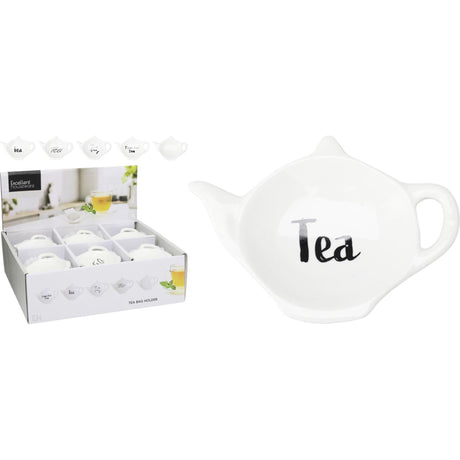 Excellent houseware theezakjeshouder porselein met tekst tea- 12x9x2cm
