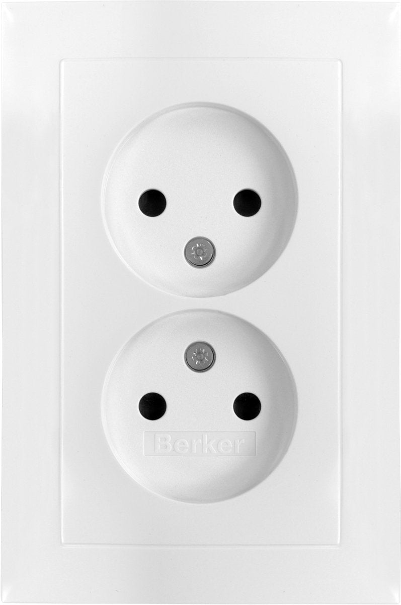 Berker s1 contactdoos - inbouw - 2-voudig - polarwit