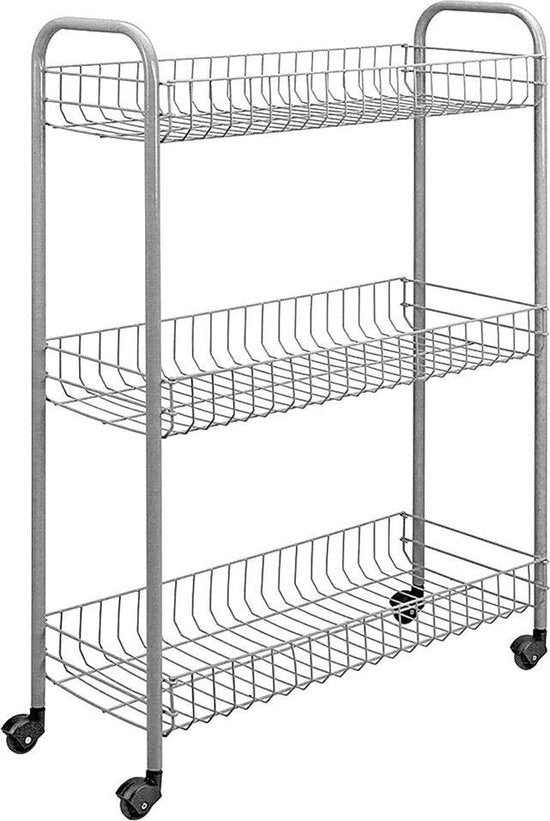 Metaltex badkamer- keukentrolley slim 84x56cm staal zilver