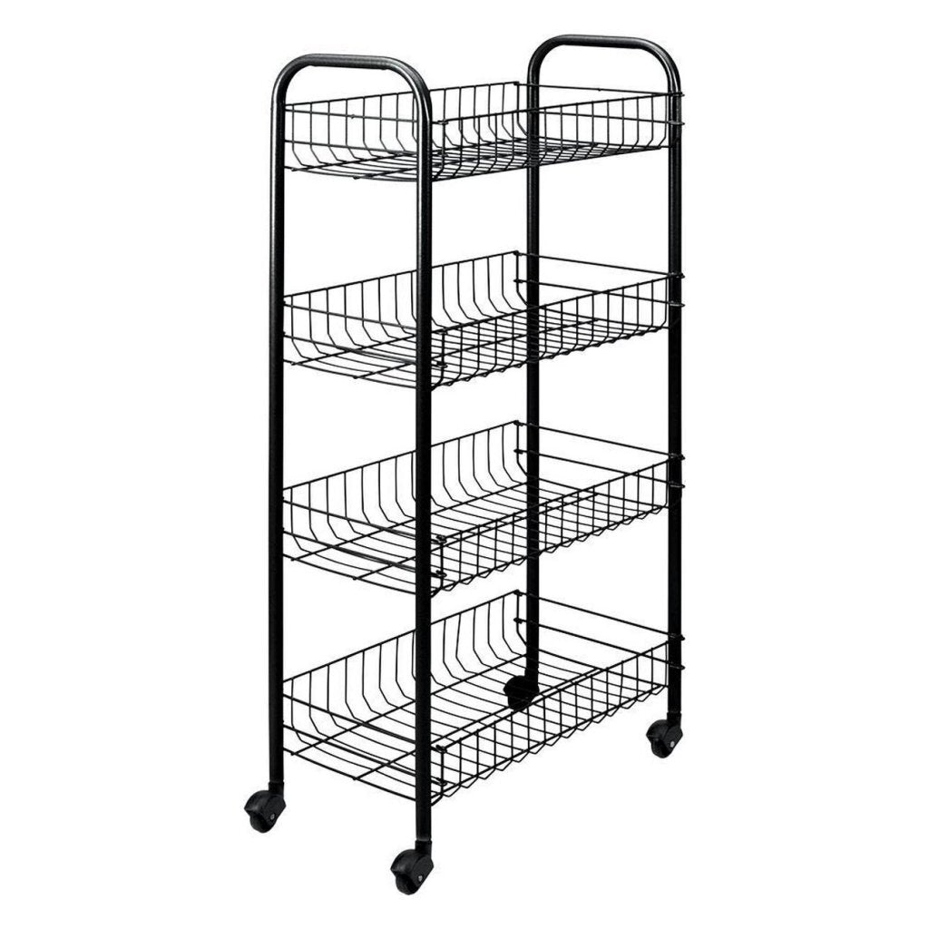 Tomado-Metaltex Tomado-Metaltex Keuken Badkamer Opbergtrolley Pisa met 4 Manden Zwart