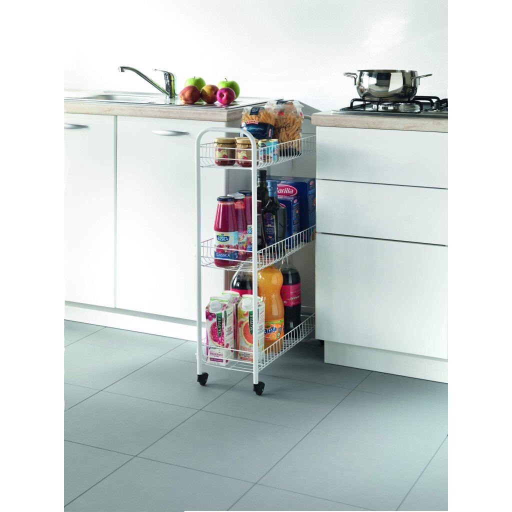 Tomado-Metaltex Tomado-Metaltex Slim Keukentrolley met Wielen 23x56x84 cm Wit