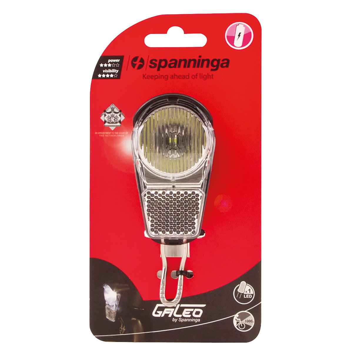 Spanninga Koplamp Galeo ER3F batterij led 8 cm zwart