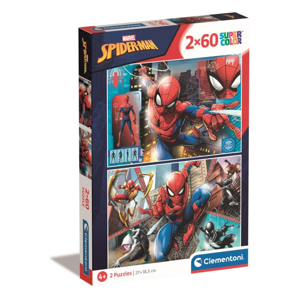 Clementoni supercolor puzzel spiderman 2x60 stukjes