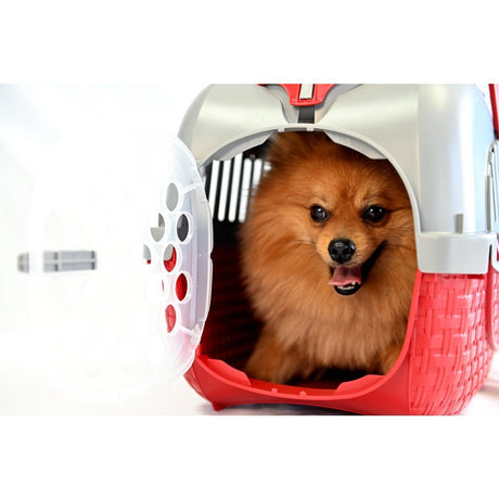 Bama pet transportbox 52x33x34 cm rood zilver