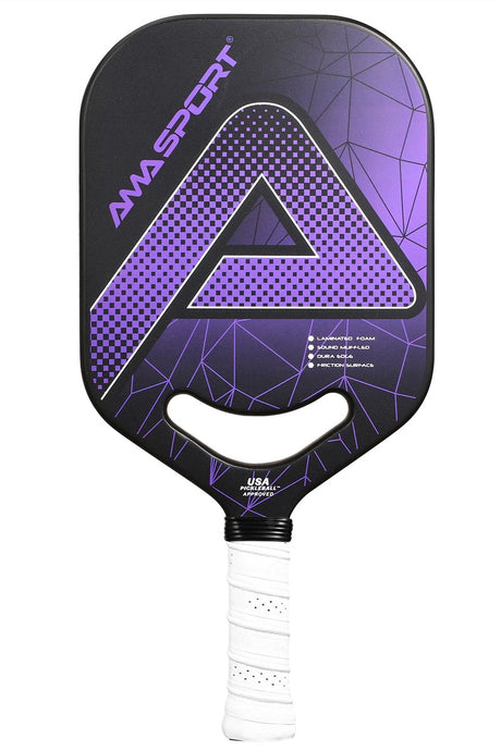 Ama sport pickleball paddle pp001-c1p paars zwart – graphite surface – 20 mm kern – aero-duraedge cx forged handle –