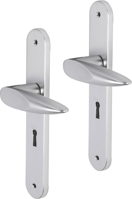 Impresso deurkruk - cambridge - voor binnen - ovaal deurschild met schroeven en sleutelgat - aluminium - 2 stuks
