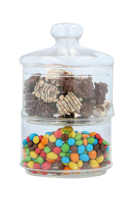 Alpina kitchen home alpina voorraadpot bonbonniere - glas - 2 laags - 16 x 28 cm - opbergpot snoeppot