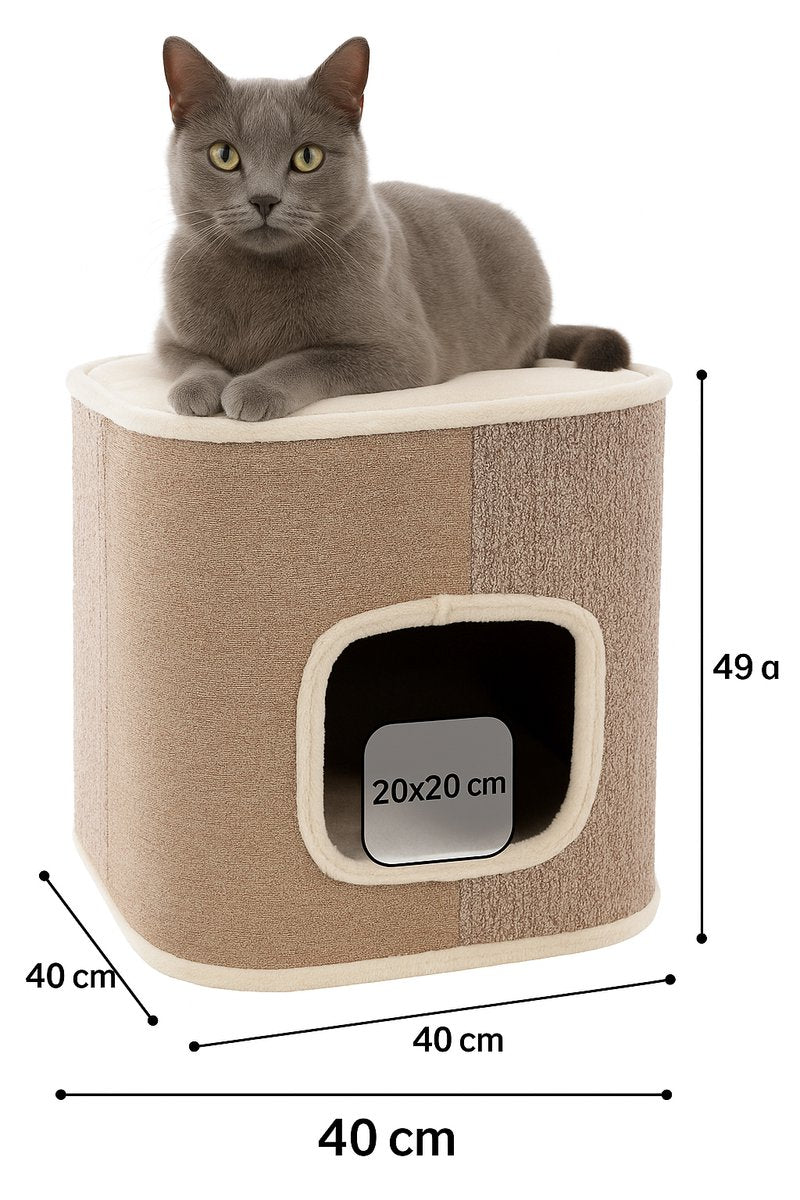 Flamingo krabton voor katten – krabton george beige naturel lichtbruin s – 40x40x49 cm – compacte en luxe krabmeubel –