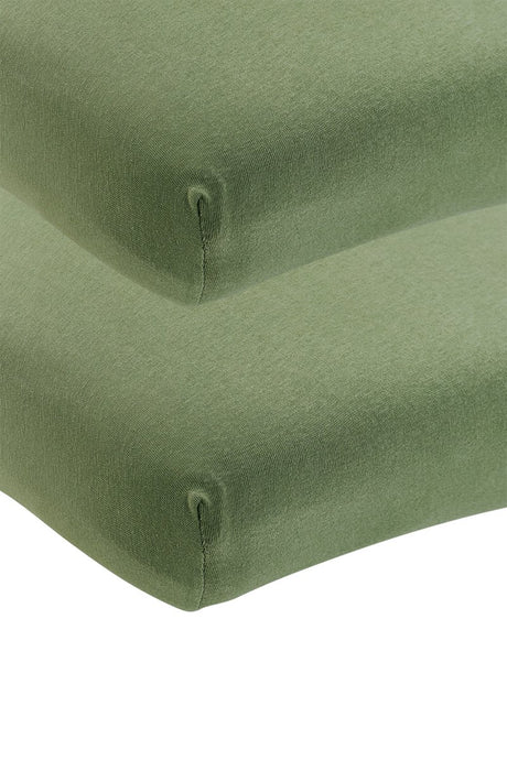 Meyco baby uni hoeslaken ledikant - 2-pack - jersey - olive green - 60x120cm