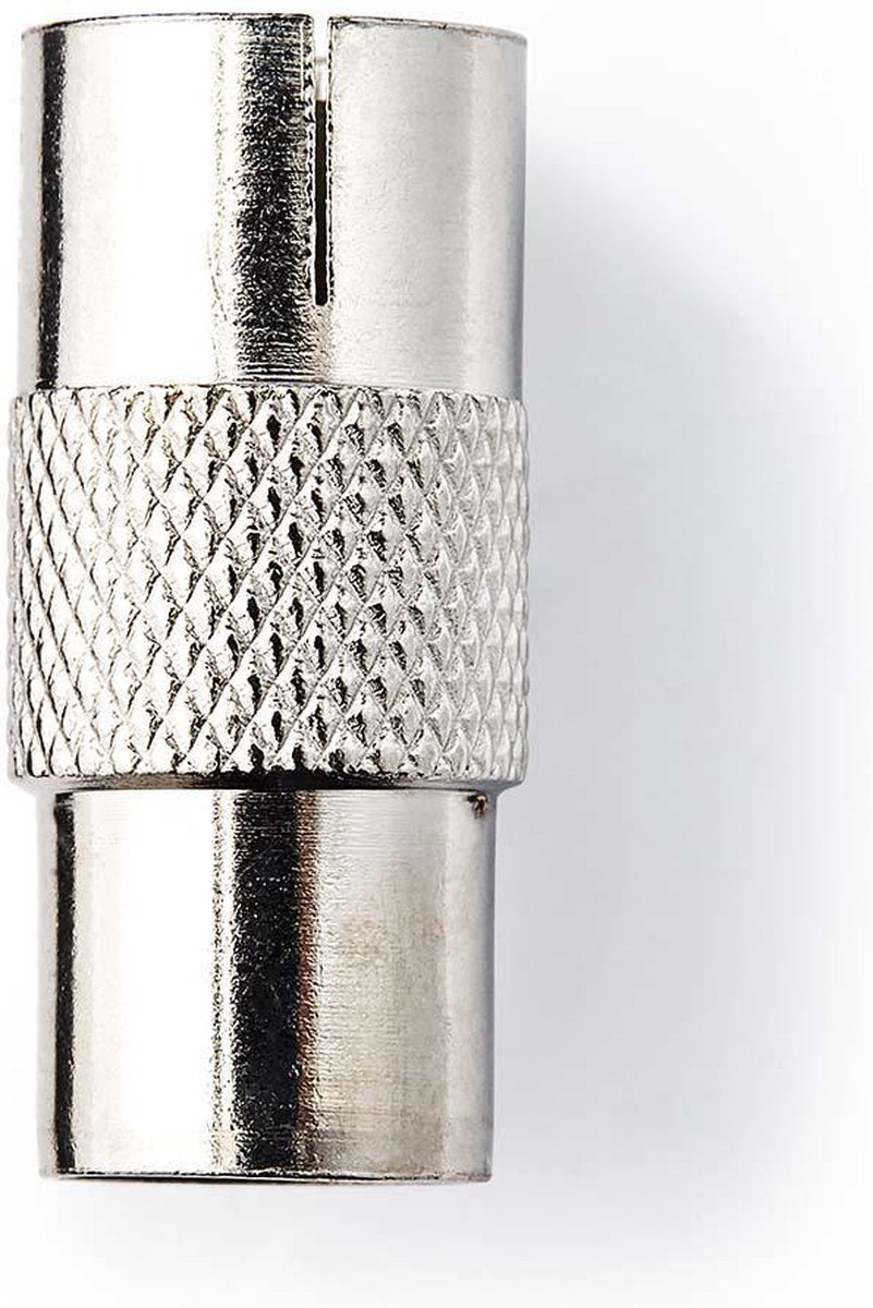Nedis satelliet- en antenne-adapter - iec (coax) male - iec (coax) female - vernikkeld - 75 ohm - recht - metaal - zilver - 1 stuks - blister