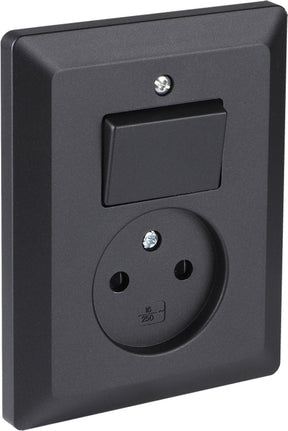 Q-link combinatie inbouw - wissel - met shutter - met aanraakbeveiliging - zwart