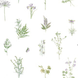 Noordwand behang evergreen herbs and flowers wit