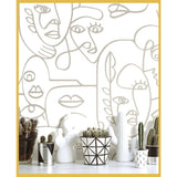 Noordwand Noordwand Behang Friends Coffee Line Art Faces wit en metallic