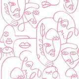 Noordwand behang friends coffee line art faces wit en roze