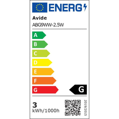 Avide led lamp 2,5 w g9 fitting, 2.5w 3000 kelvin warmwit 180 lumen