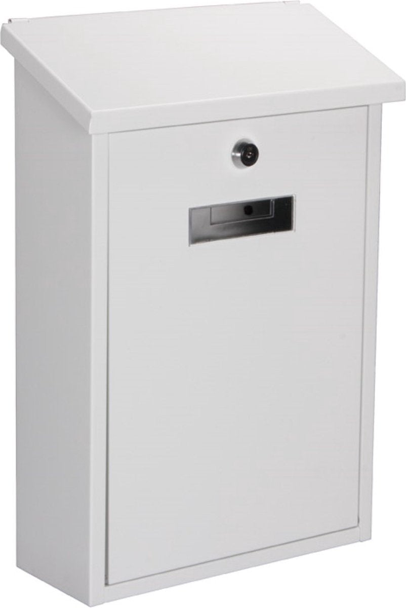 Perel brievenbus rio, wand- en paalmontage, met naamplaatje, incl. 2 sleutels, afmetingen (h x b x d) 39.5 x 27 x 10 cm, wit