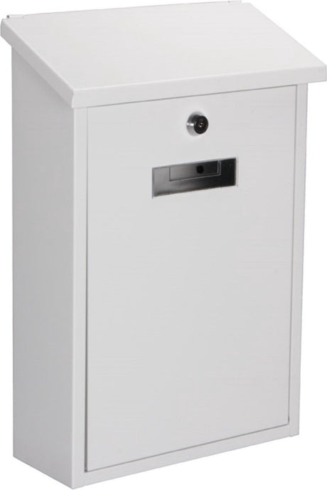 Perel brievenbus rio, wand- en paalmontage, met naamplaatje, incl. 2 sleutels, afmetingen (h x b x d) 39.5 x 27 x 10 cm, wit