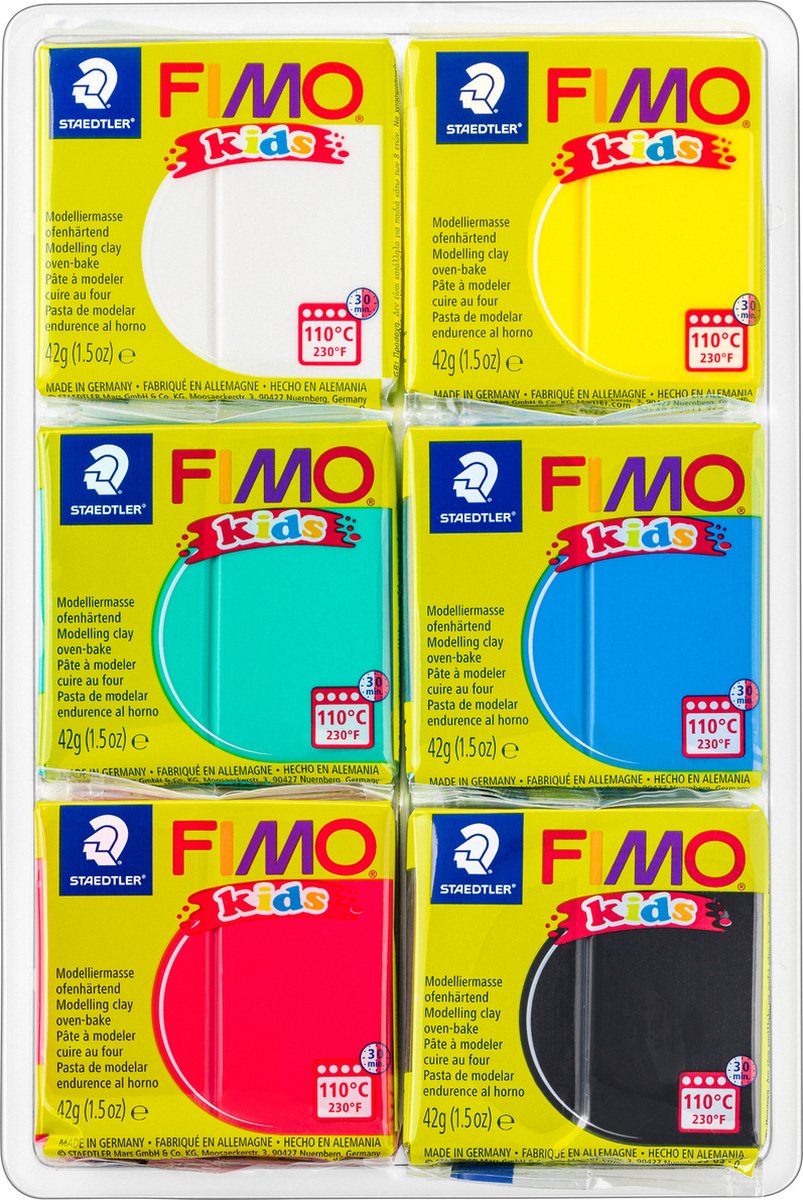 Fimo kids - ovenhardende boetseerklei - colour pack basic (6 x 42g)