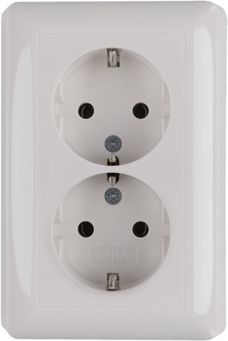 Gira st55 inbouw dubbel geaard stopcontact wit