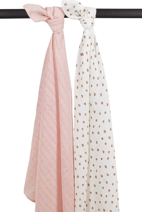 Meyco baby mini panther swaddle - 2-pack - hydrofiel - soft pink - 120x120cm