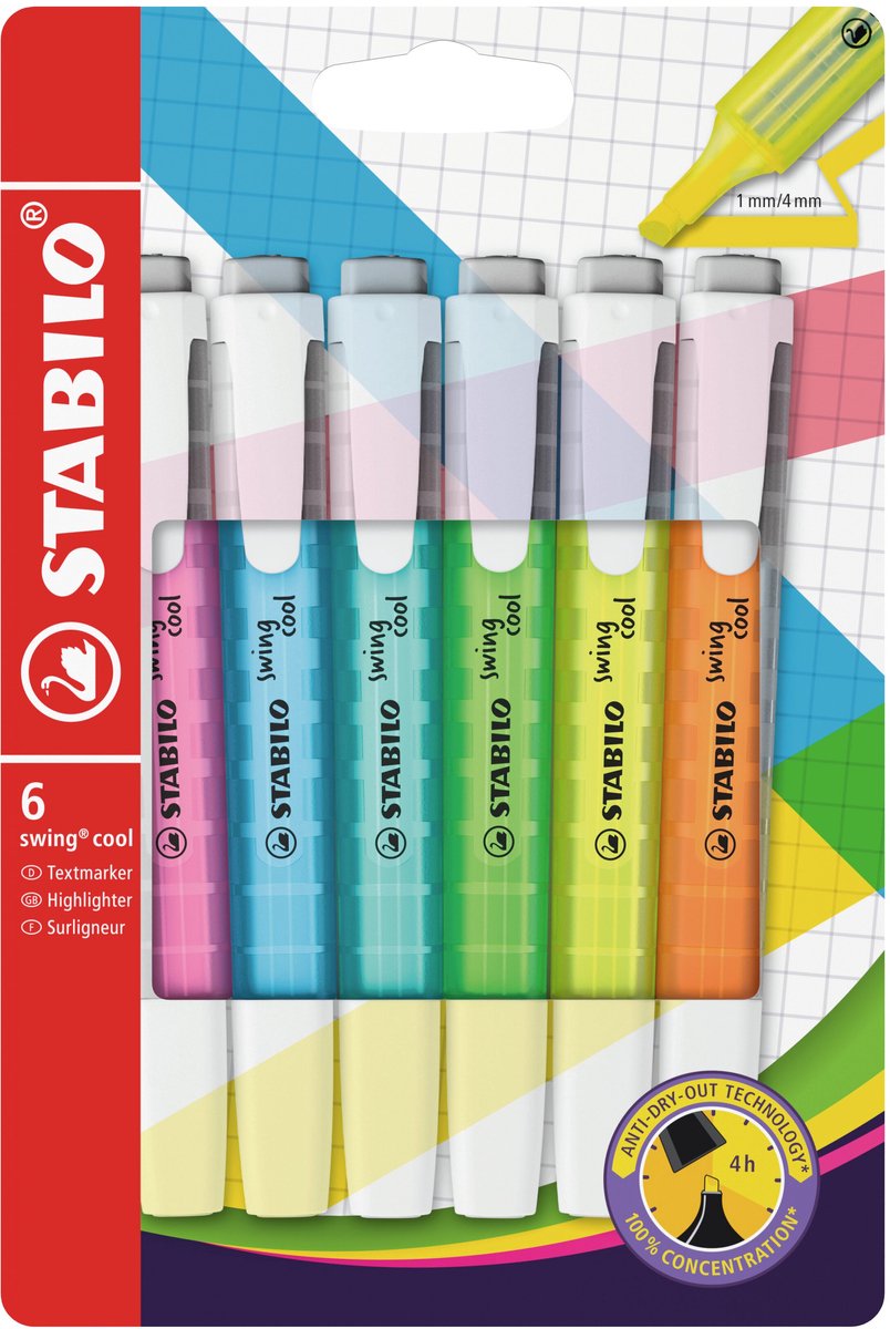 Stabilo swing cool - markeerstift - set met 6 stuks