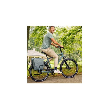 Burgers - new looxs new looxs ® tulum double mik - dubbele fietstas - 100% gerecycled polyester - geschikt voor elektrische fietsen - voor mik-bagagedrager - afneembare fietstas - 32 liter - grey-green