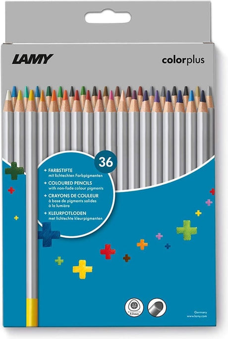 Lamy color+ 506 kleurpotloden | 36-delig | massief lindehout | ergonomische driehoekvorm | dikke kern ø 3,3 mm | inclusief vouwdoos | ideaal voor creatieve projecten