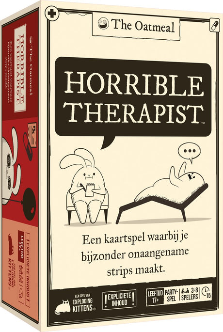 Exploding kittens horrible therapist – fout, grappig hilarisch partyspel voor volwassenen - nederlandstalig