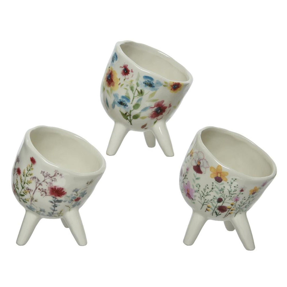 Decoris bloempot dolomiet h11,4cm m.bloemmotief