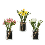 Decoris kunstplant in pot glas h16cm