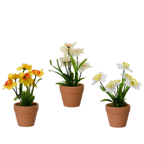 Decoris kunstplant narcis in pot ø7.5xh18cm