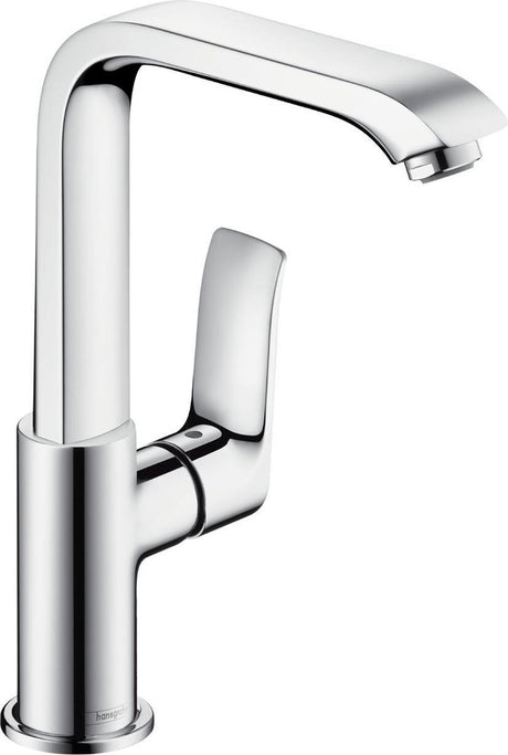 Hansgrohe metris ééngreeps wastafelmengkraan 230 hoge uitloop en push-open afvoergarnituur - voorsprong uitloop 155 mm