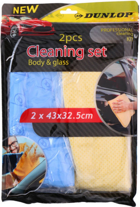 Dunlop - poetsdoek - blauw geel - 43x23,5cm